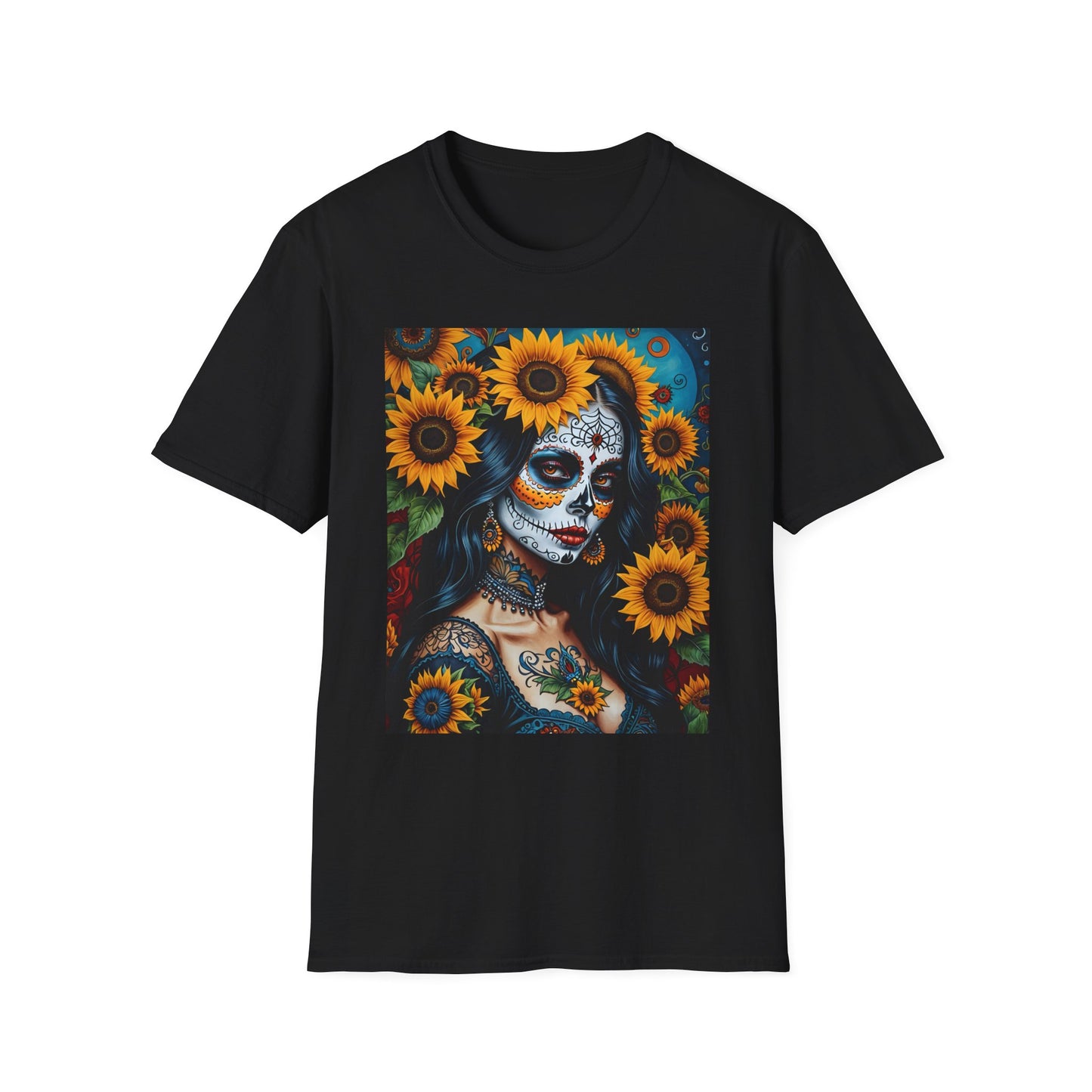 Day of the Dead Floral T-Shirt, Sugar Skull Tee, Unisex Halloween Shirt, Floral Art T-Shirt, Casual Everyday Wear