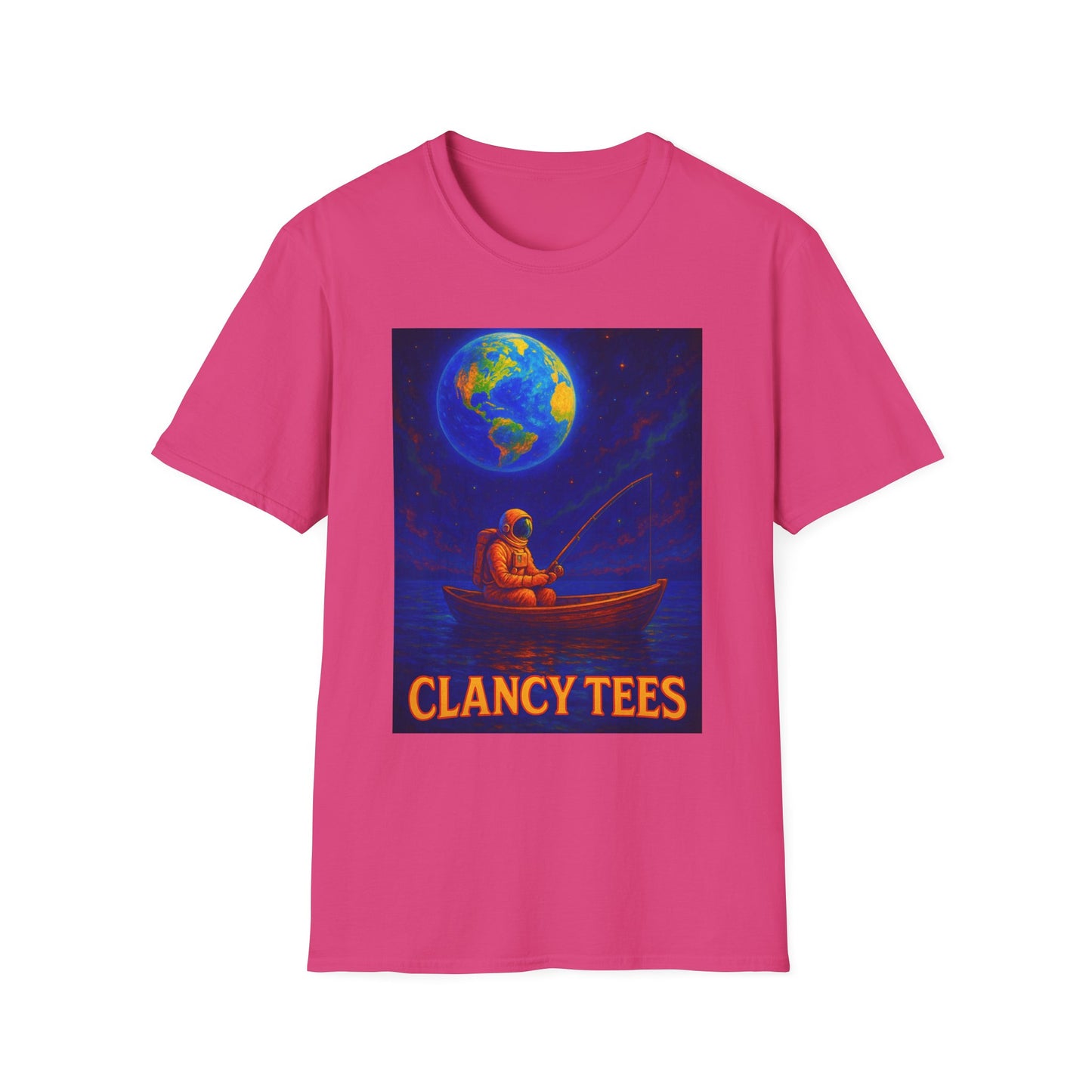 Space Fisherman Graphic T-Shirt, Chill Vibes Tee, Eco-Friendly Gift, Outdoor Enthusiast Apparel, Perfect for Holidays & Summer