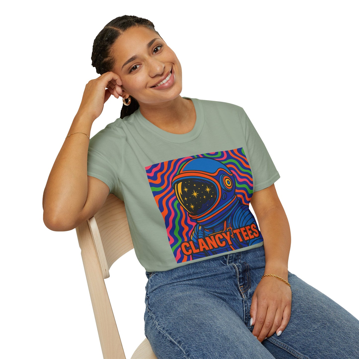 Cosmic Astronaut T-Shirt - Unisex Softstyle Tee, Space Lover Gift, Retro Vibes, Festival Wear, Graphic Tee