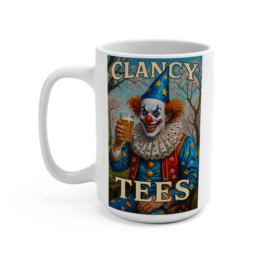 Creepy Clown Beer Mug Funny Horror Artwork Ceramic Coffee Cup Gift for Dark Humor Fans