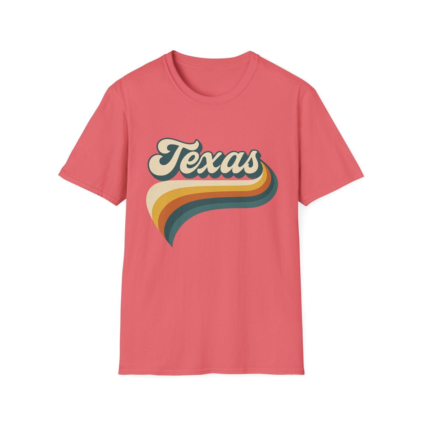 Retro Texas Shirt – Vintage Style Texas Wave Tee • Gildan Softstyle® Unisex Comfort • Gift for Texans • Groovy Southern State Pride Shirt