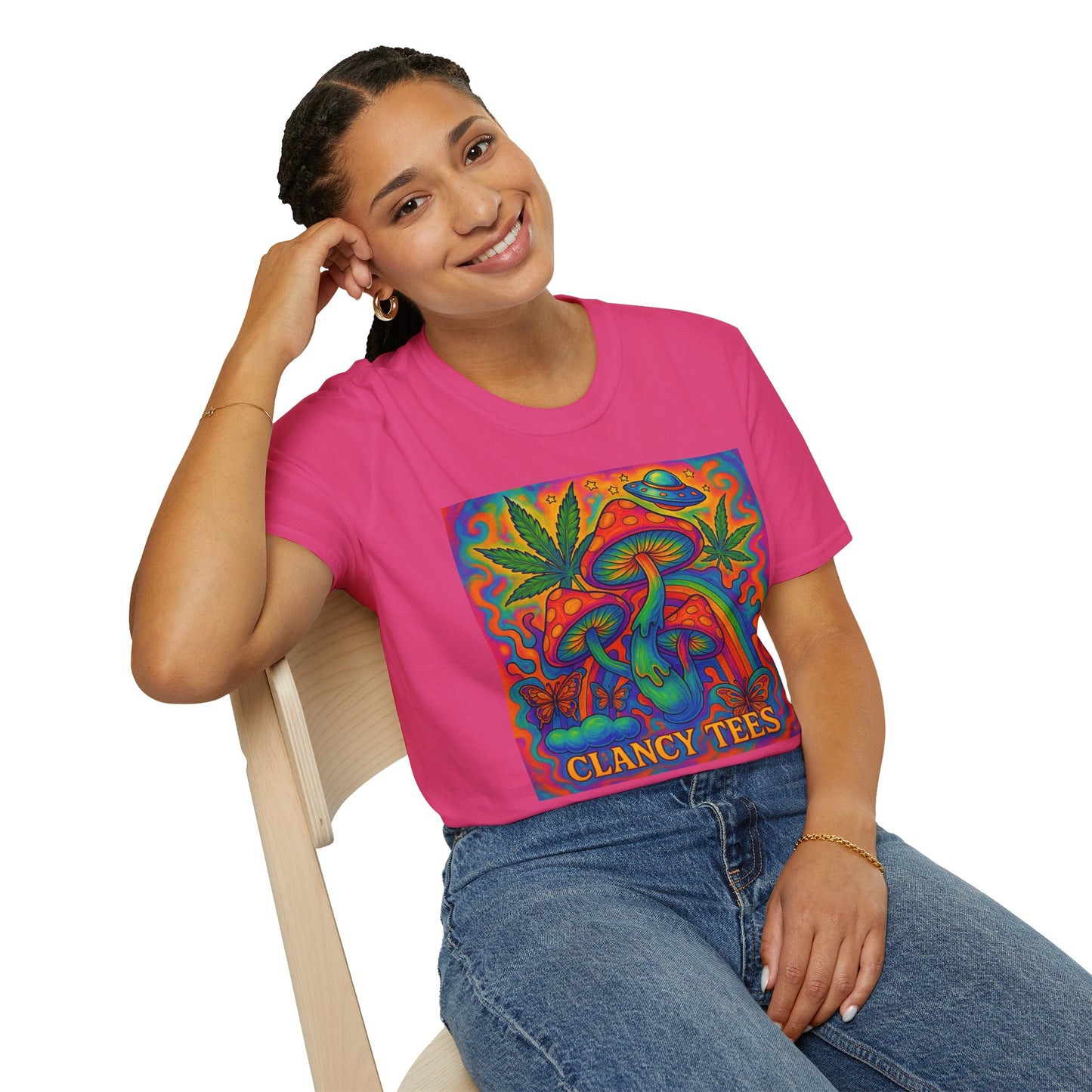 Colorful Psychedelic T-Shirt, Fun Graphic Tee for Music Festivals, Unique Gift for Friends, Retro Style Shirt, Unisex Softstyle Tee