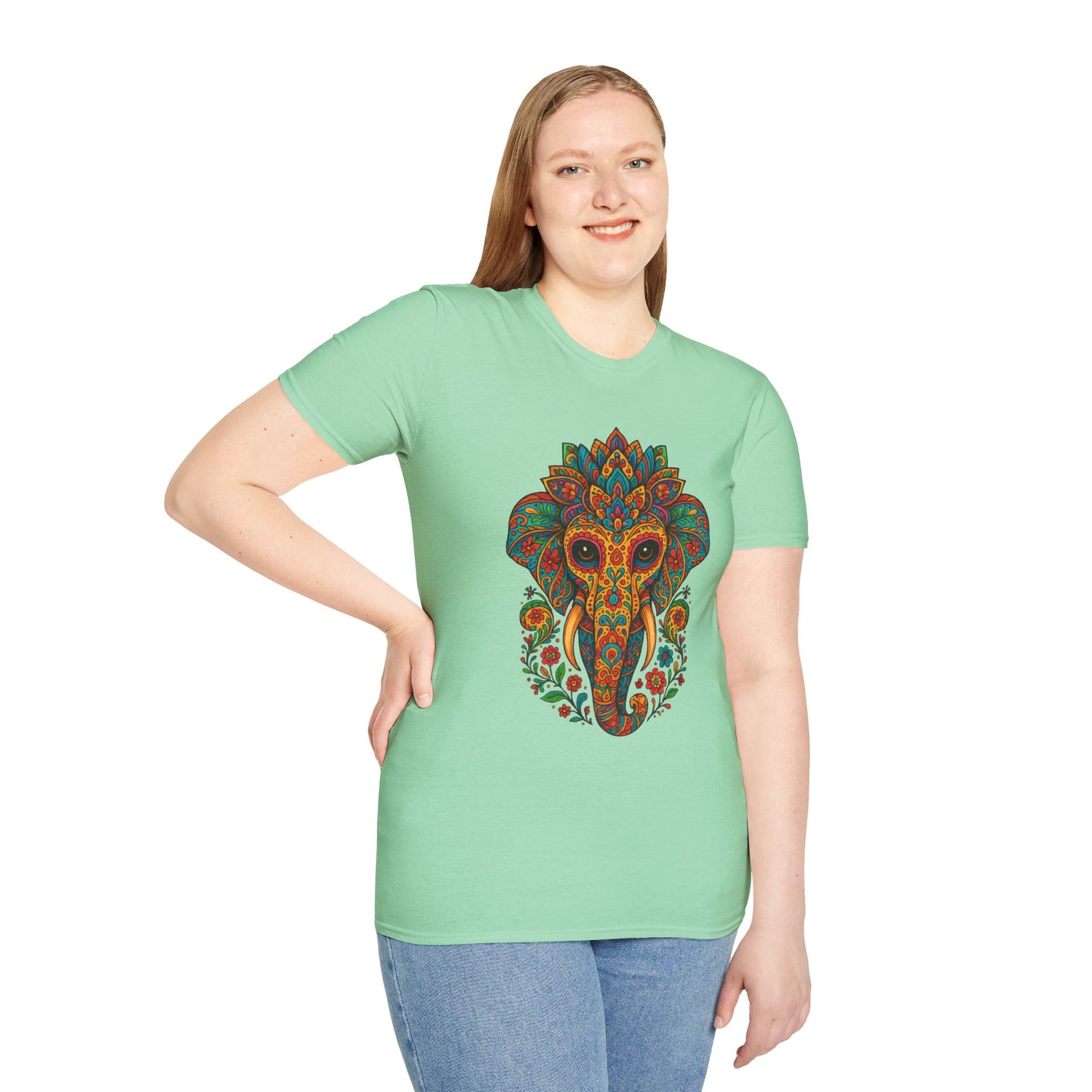 Boho Elephant Shirt Psychedelic Floral Head Art Tee Gift for Spiritual Seekers Animal Lovers and Mindful Hippies with a Love for Earthy Trippy Vibes