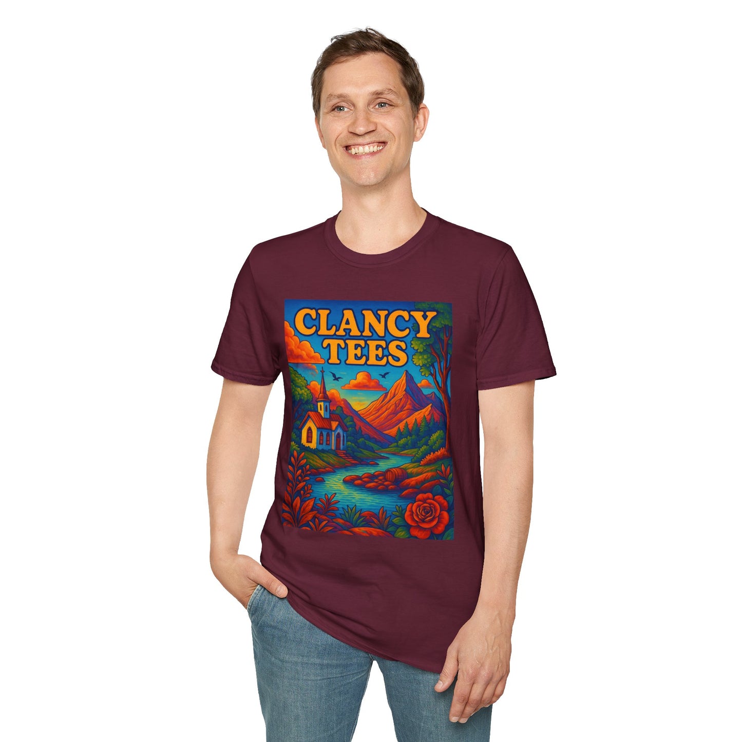 Vibrant Scenic Unisex T-Shirt, Outdoor Adventure Tee, Nature Lover Apparel, Art-Inspired Casual Wear, Gift for All Occasions, Clancy Tees