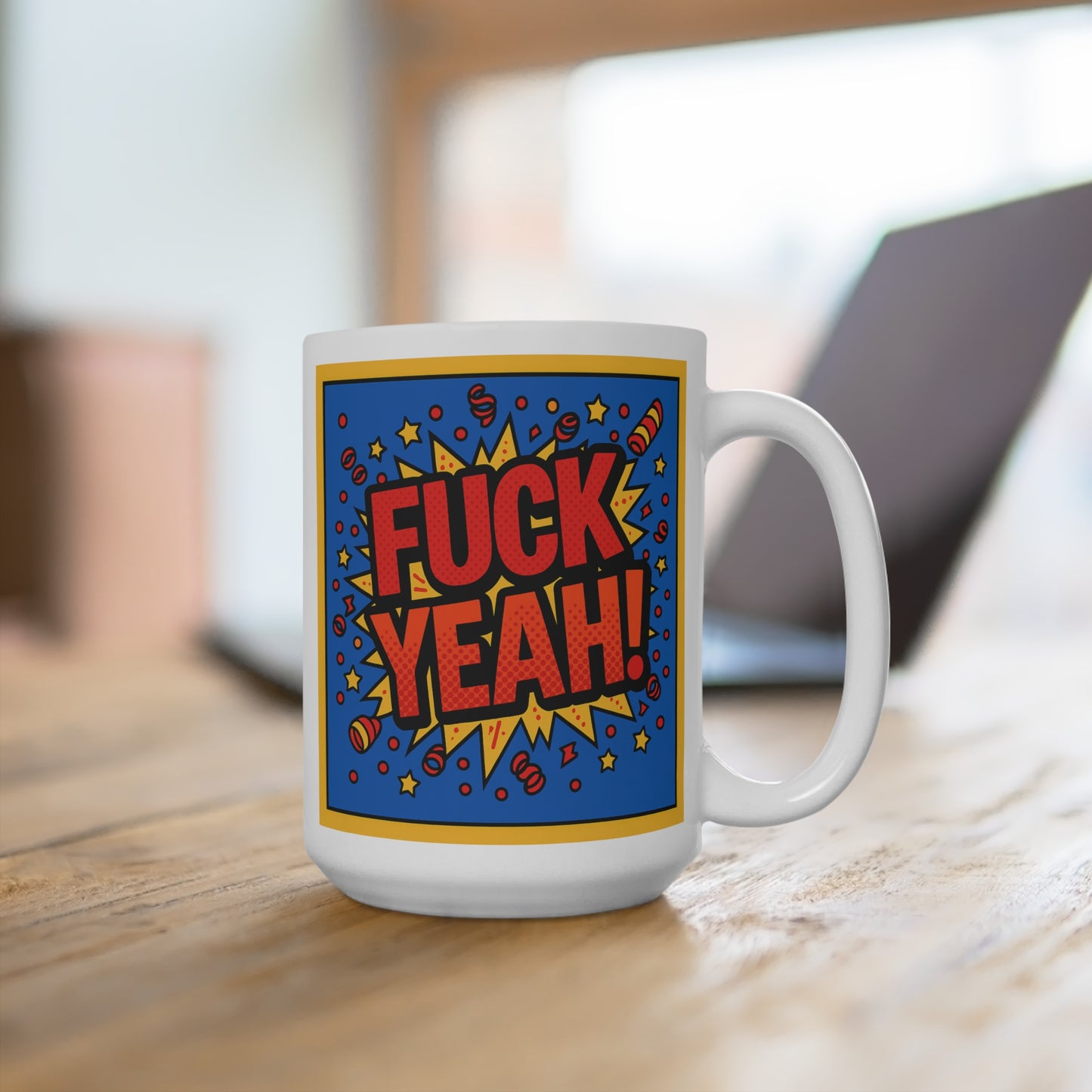 Fuck Yeah Mug Funny Comic Book Artwork Ceramic Coffee Cup Gift for Sarcastic Friends