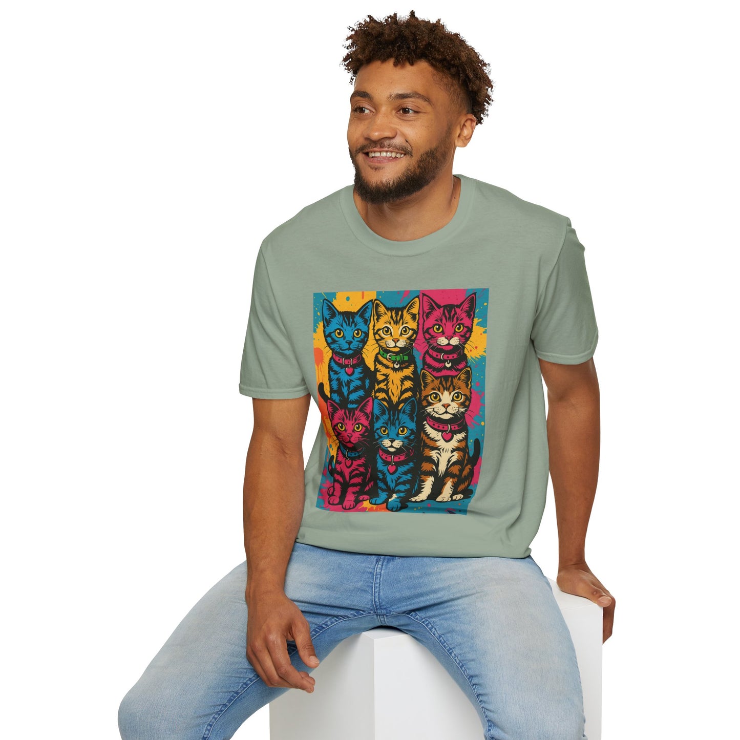 Rainbow Cats Art Shirt – Colorful Cat Lover Tee for Feline Fans – Funny Gift for Cat Moms, Pet Parents, Weird Cat People & Whimsical Animal Aesthetic