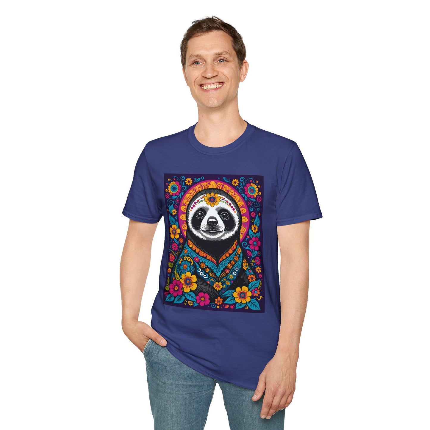 Psychedelic Sloth T Shirt Boho Animal Graphic Tee Trippy Festival Top Gift for Sloth Lovers