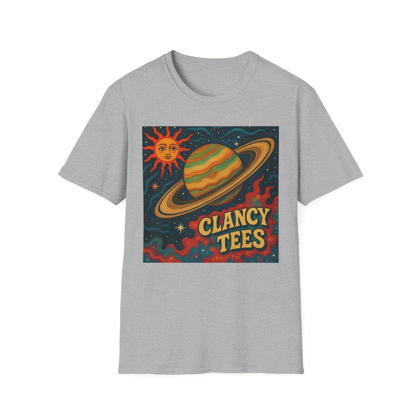 Saturn Sun Shirt – Retro Psychedelic Planet Graphic Tee with Groovy Outer Space Art – Gift for Astronomers, Daydreamers, and Cosmic Wanderers