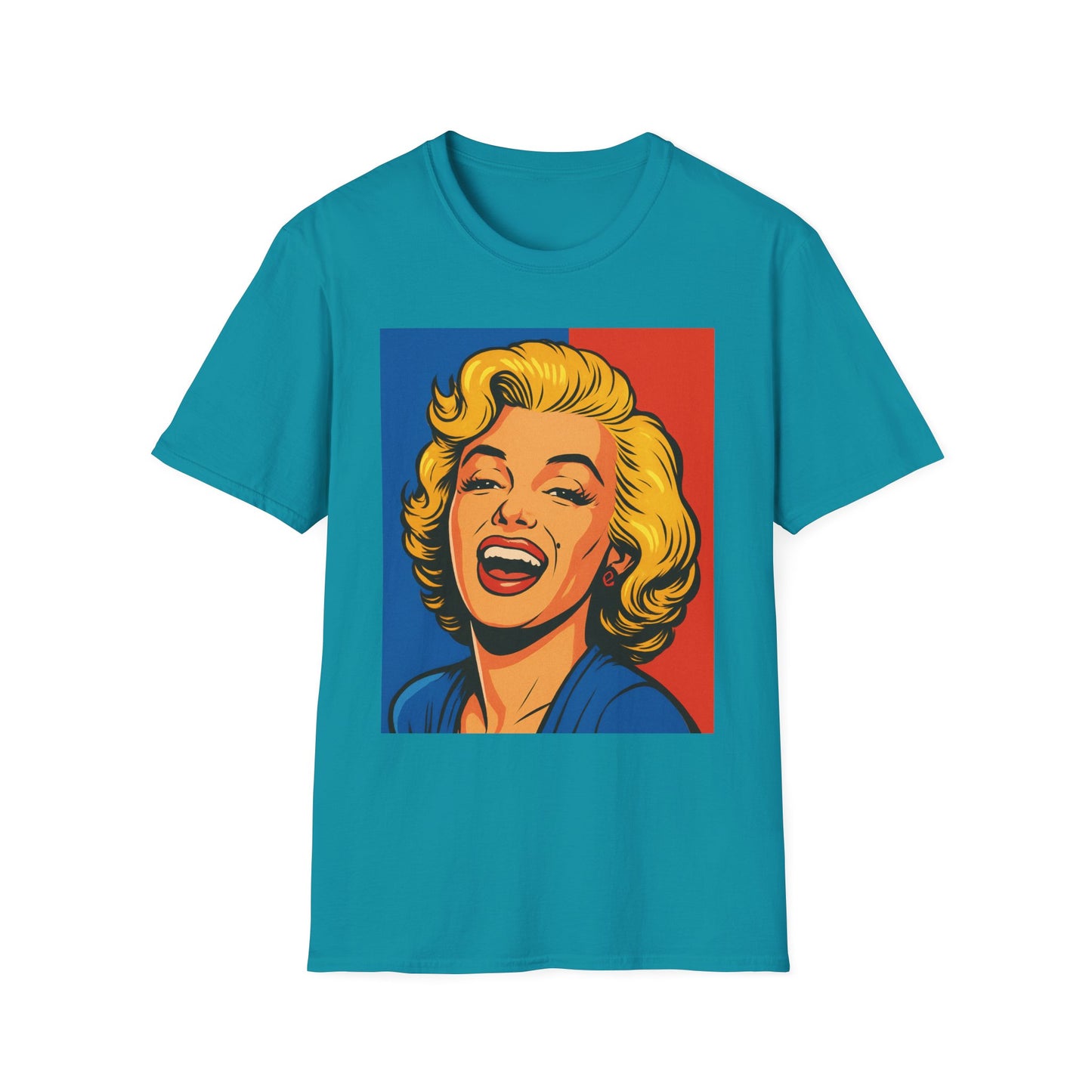 Retro Blonde Bombshell T-Shirt – Pop Art Style Graphic Tee – Gift for Classic Movie Fans, Vintage Aesthetic Lovers, and Bold Fashion Enthusiasts