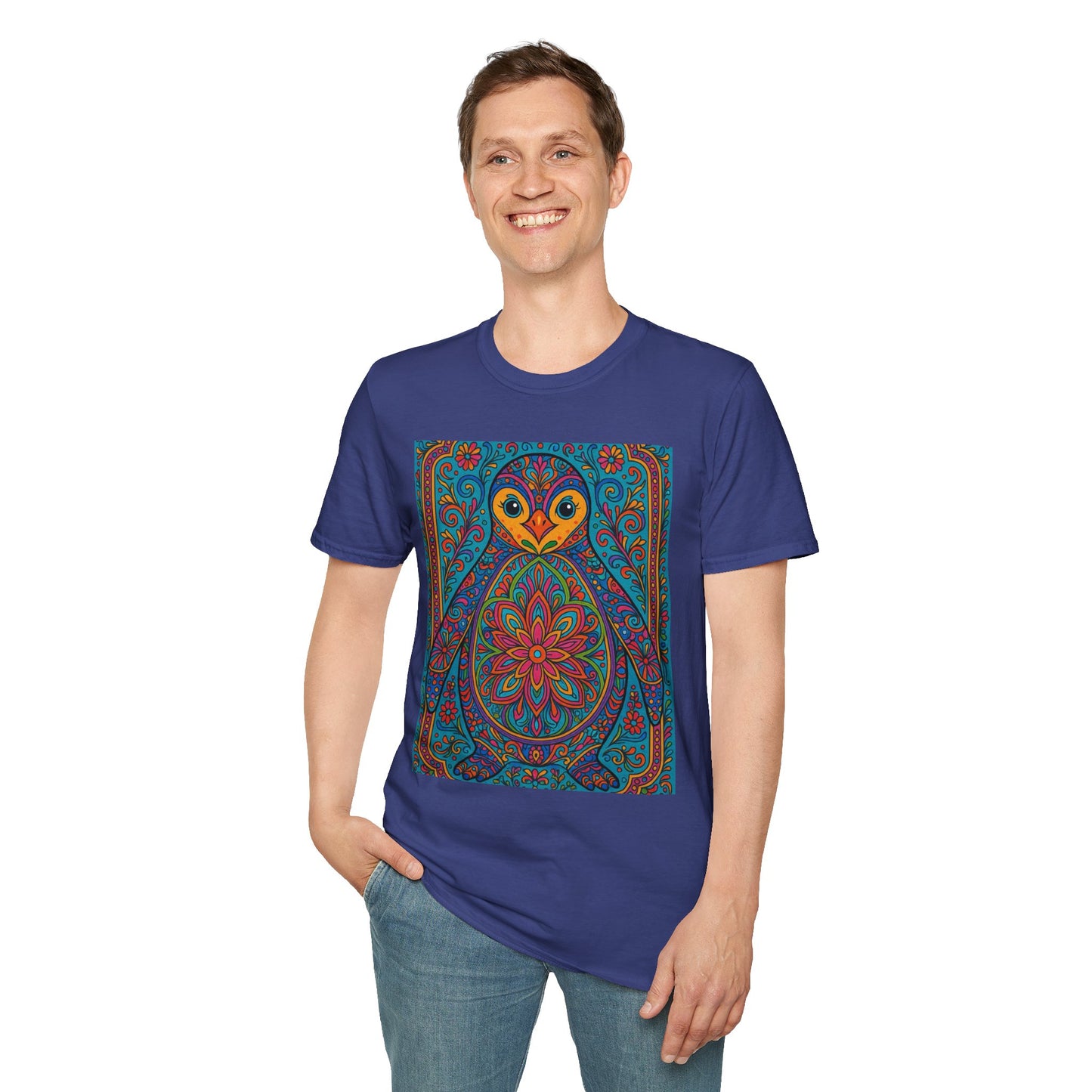 Trippy Penguin Mandala T-Shirt – Psychedelic Animal Tee – Funny Gift for Nature Lovers – Penguin Shirt for Hippies, Weirdos, and Mandala Fans