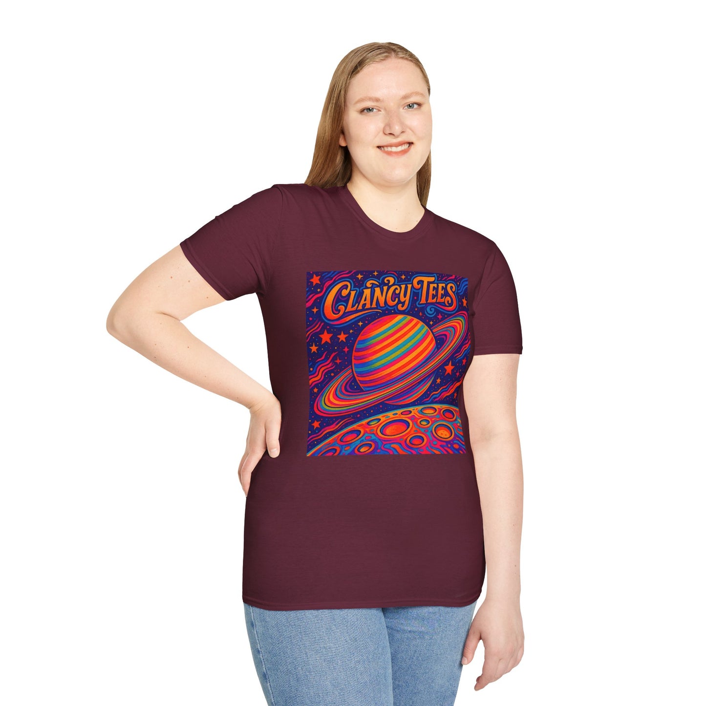 Psychedelic Saturn Shirt – Trippy Outer Space Graphic Tee with Colorful Planet Art – Gift for Stargazers, Spaceheads, and Cosmic Explorers