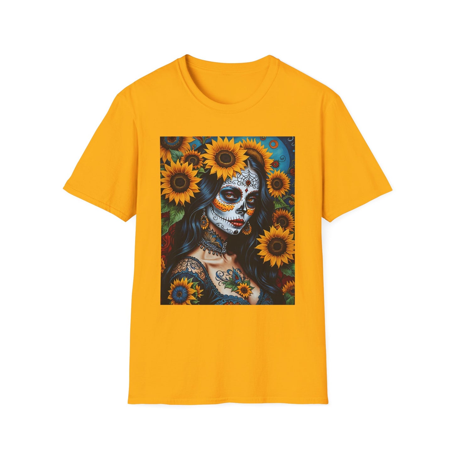 Day of the Dead Floral T-Shirt, Sugar Skull Tee, Unisex Halloween Shirt, Floral Art T-Shirt, Casual Everyday Wear
