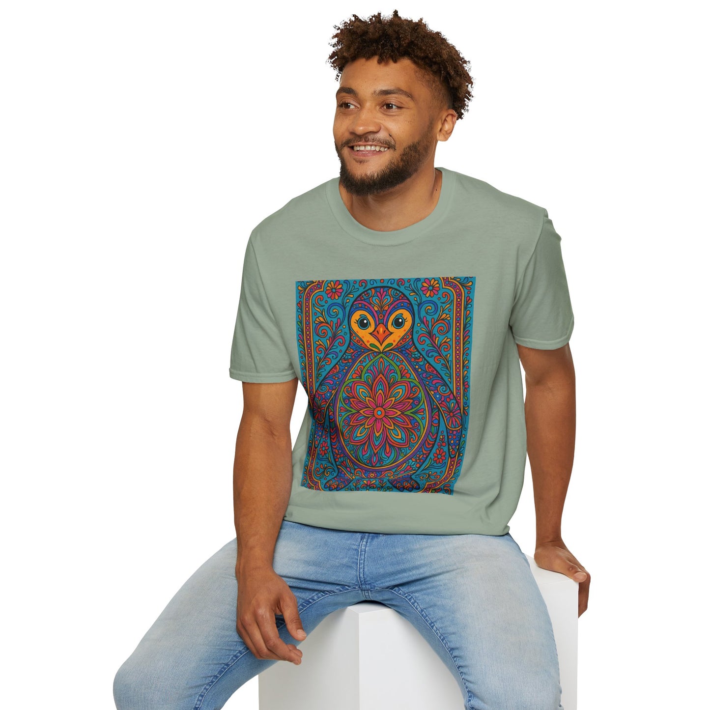 Trippy Penguin Mandala T-Shirt – Psychedelic Animal Tee – Funny Gift for Nature Lovers – Penguin Shirt for Hippies, Weirdos, and Mandala Fans