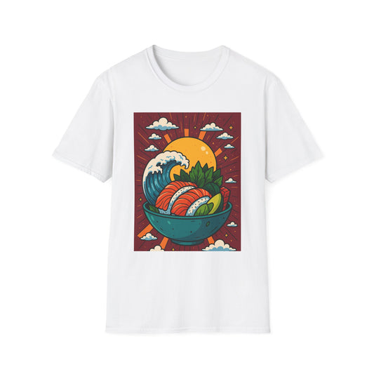 Sushi Wave T-Shirt – Retro Japanese Food Graphic Tee – Cool Sushi Shirt Gift for Foodies, Anime Fans, Ocean Lovers & Japanese Aesthetic Collectors