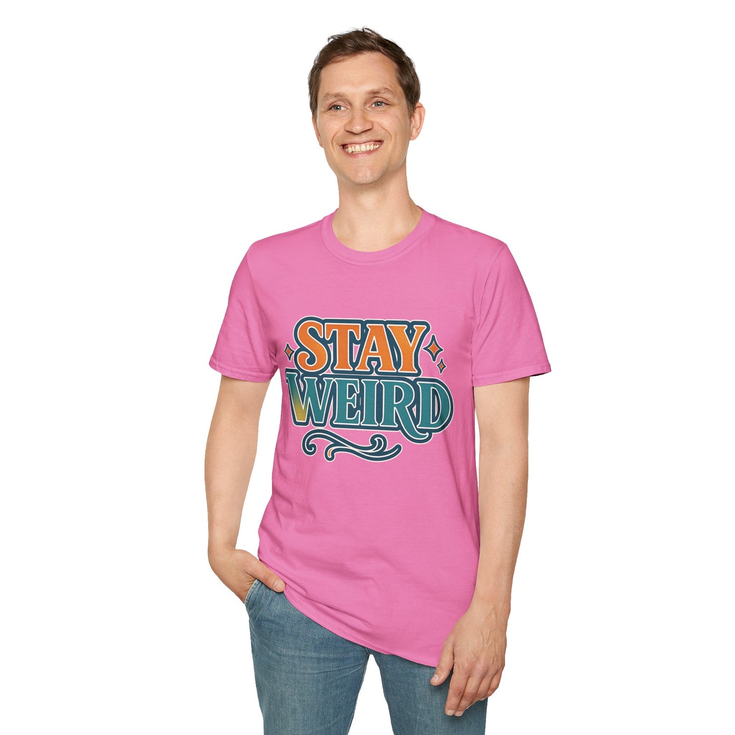 Stay Weird Unisex Softstyle T-Shirt - Fun Graphic Tee, Quirky Apparel, Gift for Friends, Casual Wear, Unique Style
