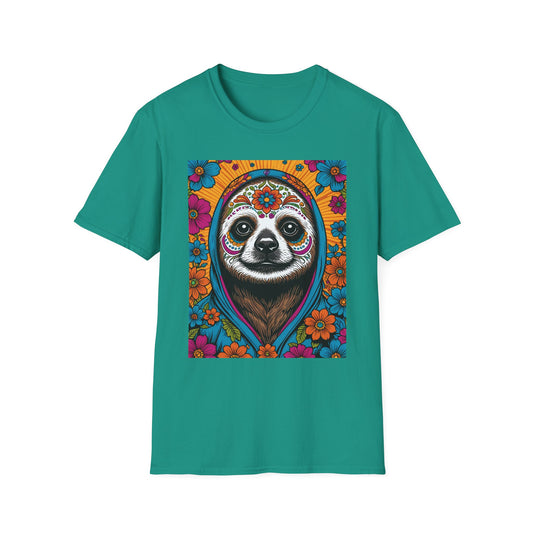 Psychedelic Sloth T Shirt Trippy Animal Graphic Tee Colorful Festival Top Gift for Sloth Lovers