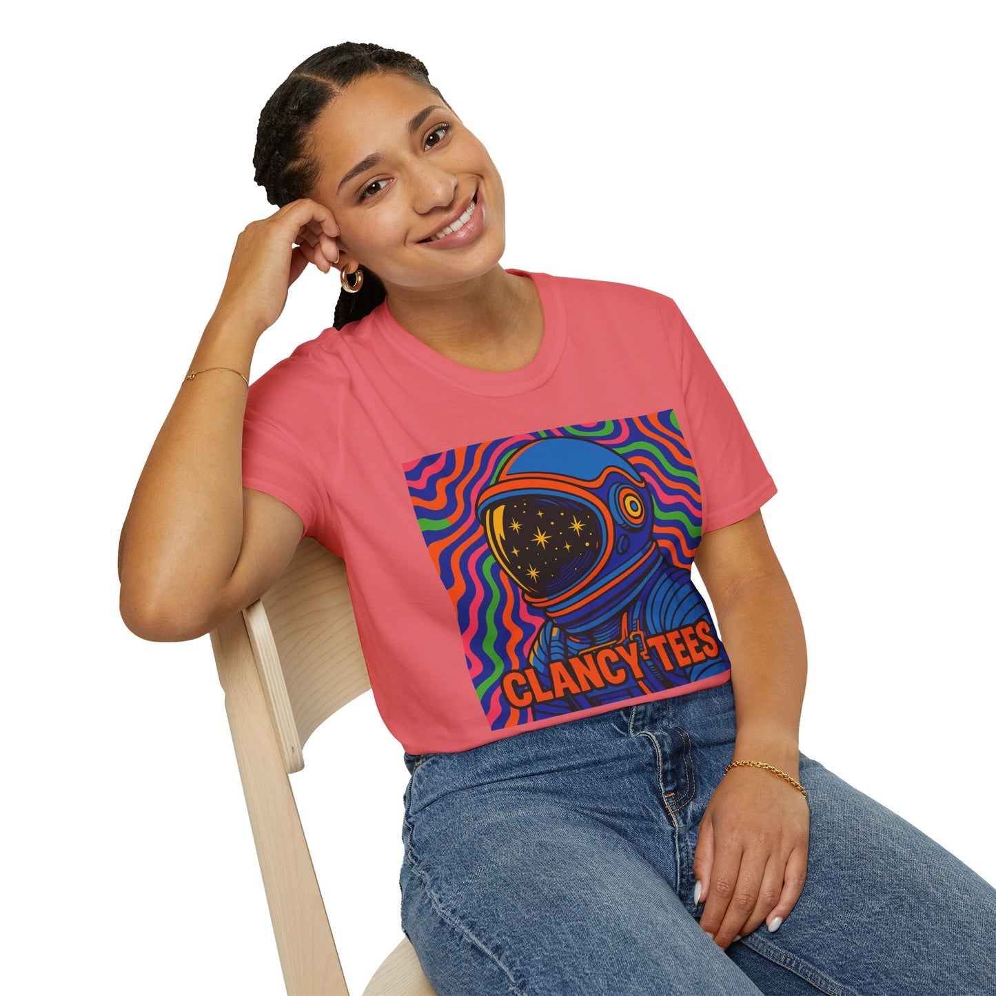 Cosmic Astronaut T-Shirt - Unisex Softstyle Tee, Space Lover Gift, Retro Vibes, Festival Wear, Graphic Tee