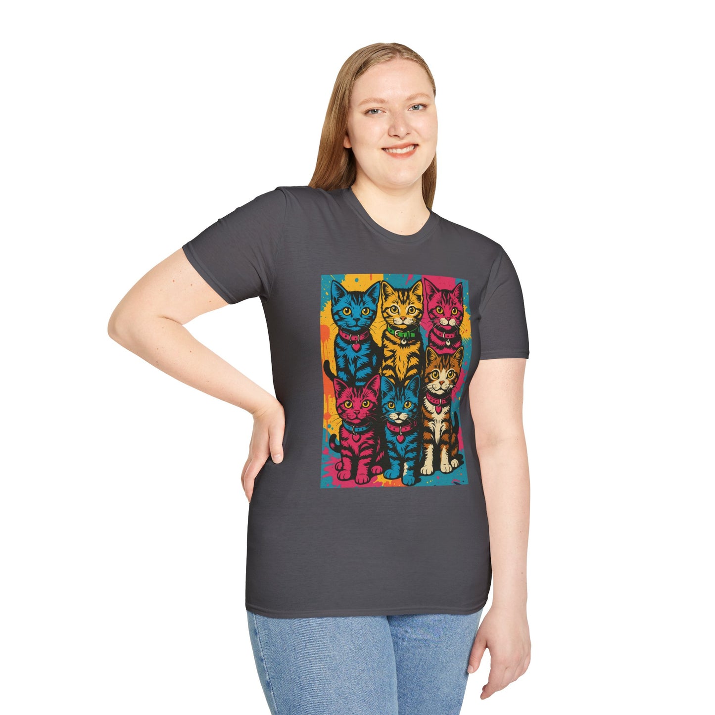 Rainbow Cats Art Shirt – Colorful Cat Lover Tee for Feline Fans – Funny Gift for Cat Moms, Pet Parents, Weird Cat People & Whimsical Animal Aesthetic