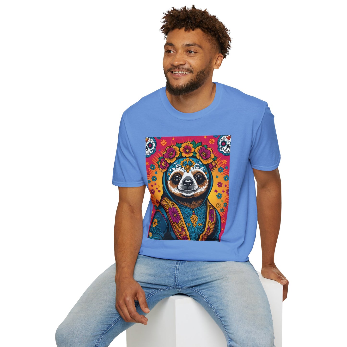 Boho Sloth T Shirt Trippy Animal Graphic Tee Colorful Festival Top Gift for Sloth Lovers