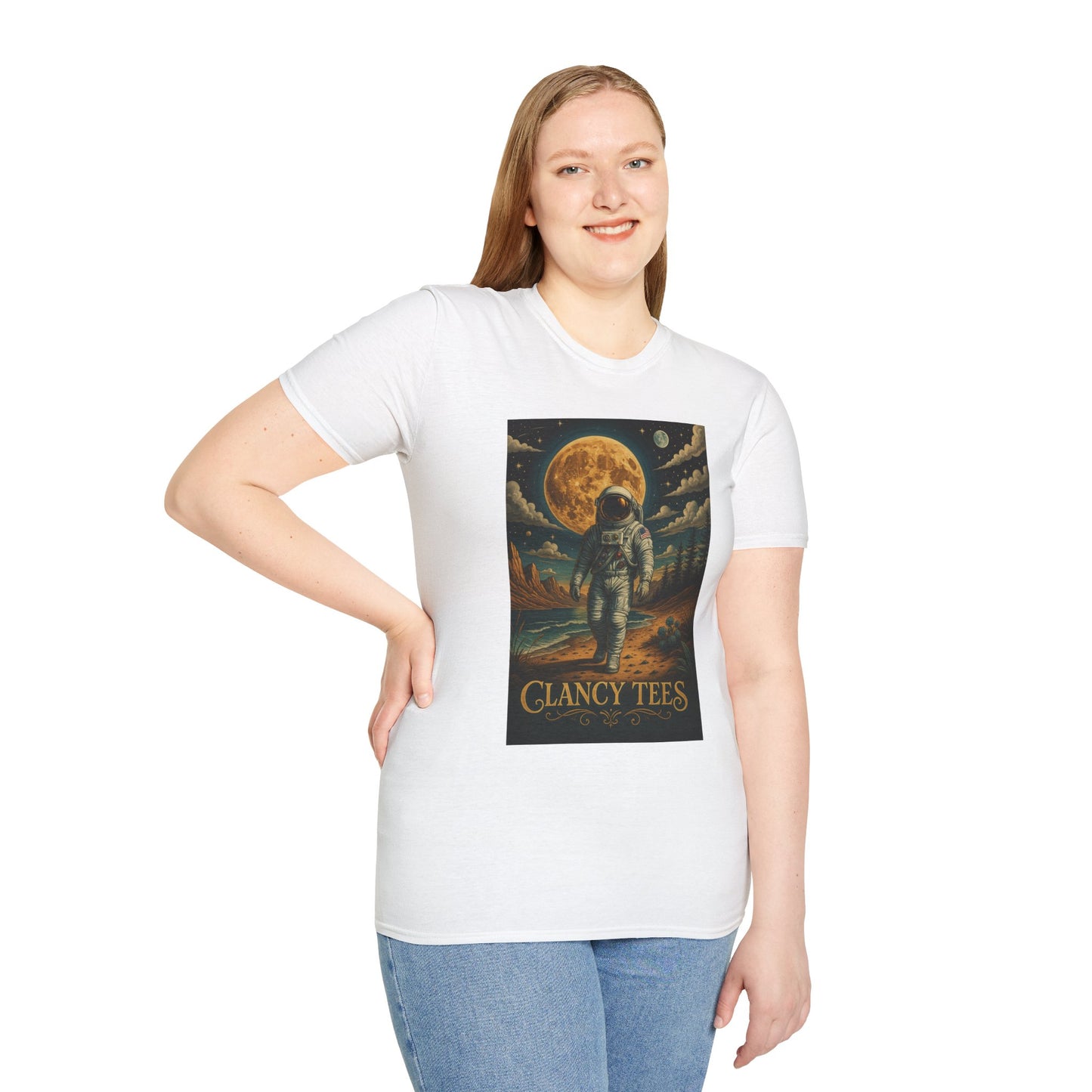 Astronaut Adventure Unisex Softstyle T-Shirt | Cosmic Space Shirt, Graphic Tee for Space Lovers, Gift for Nerds, Casual Wear