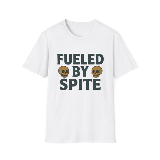 Fueled by Spite Unisex Softstyle T-Shirt, Funny Graphic Tee, Goth Aesthetic Shirt, Gifts for Spiteful Friends, Casual Wear