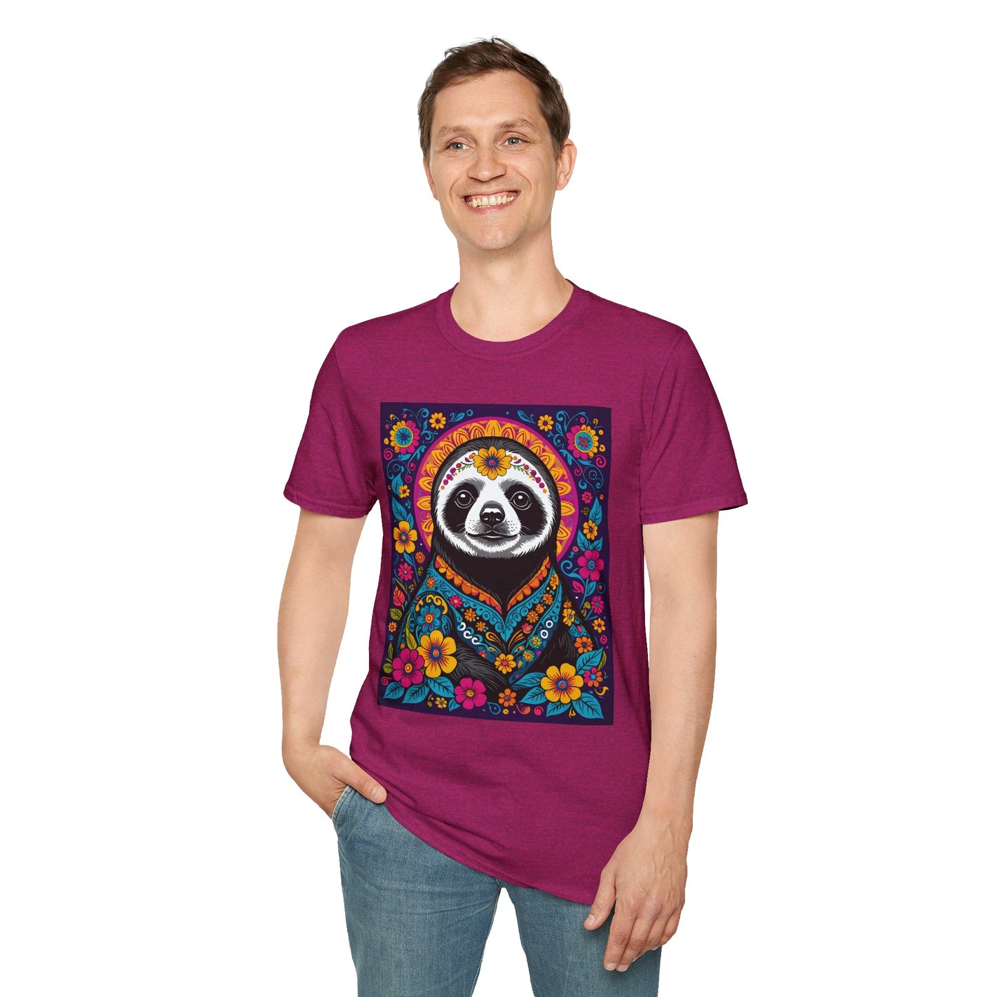 Psychedelic Sloth T Shirt Boho Animal Graphic Tee Trippy Festival Top Gift for Sloth Lovers