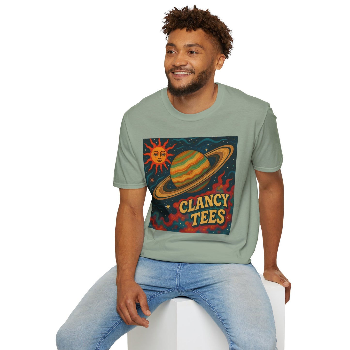 Saturn Sun Shirt – Retro Psychedelic Planet Graphic Tee with Groovy Outer Space Art – Gift for Astronomers, Daydreamers, and Cosmic Wanderers