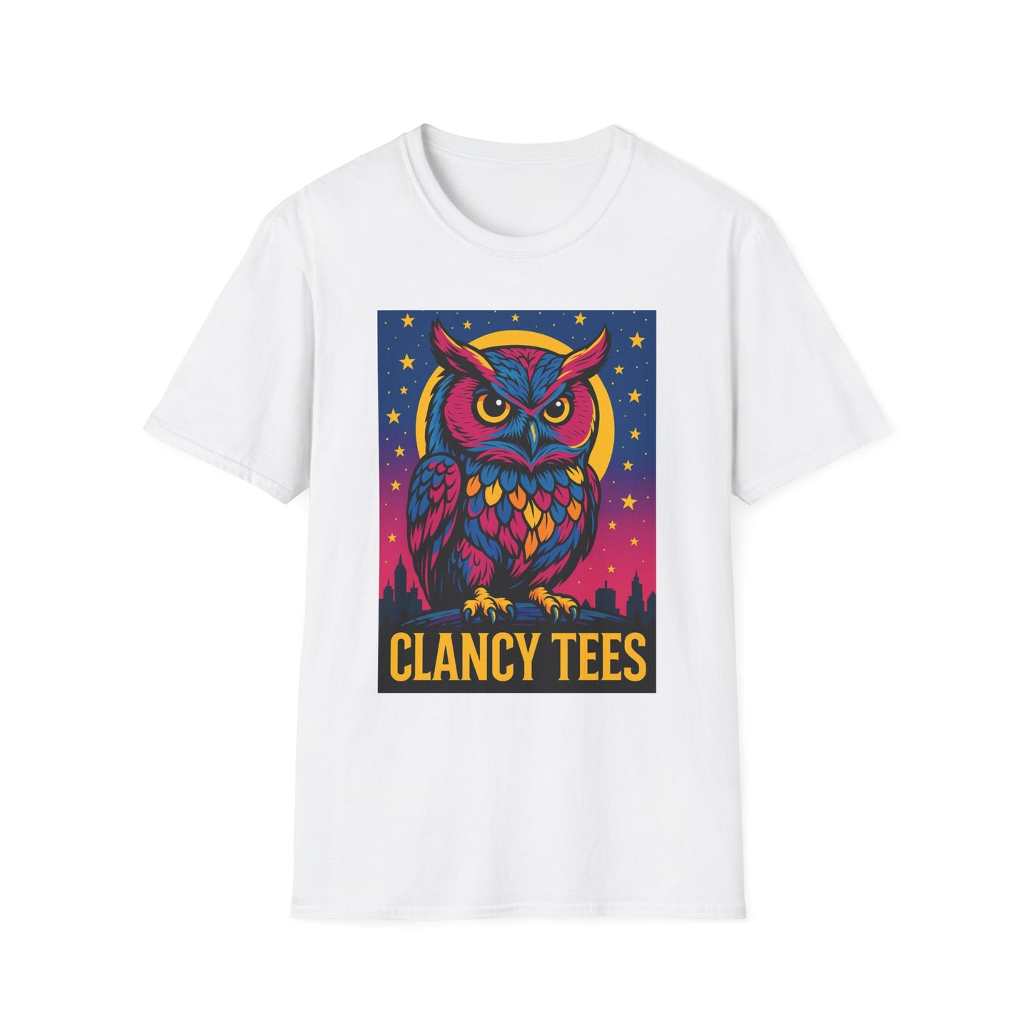 Psychedelic Owl Shirt with Stars and Moon | Trippy Forest Animal Tee | Gift for Night Owls and Weirdos | Bold Colorful Nature Graphic Tee