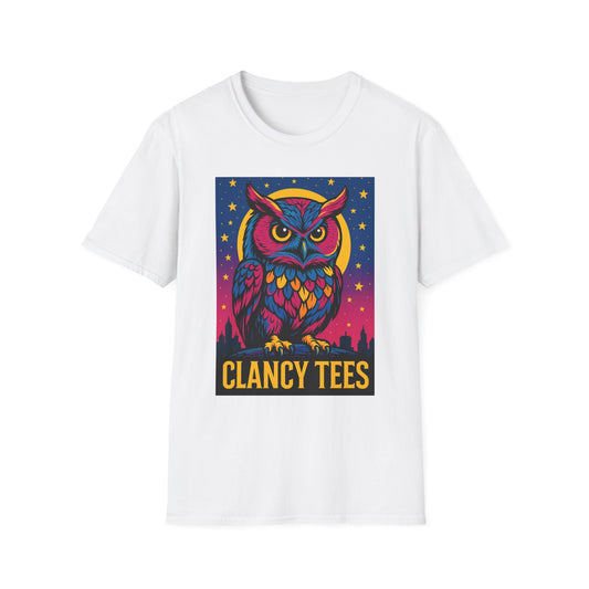 Psychedelic Owl Shirt with Stars and Moon | Trippy Forest Animal Tee | Gift for Night Owls and Weirdos | Bold Colorful Nature Graphic Tee
