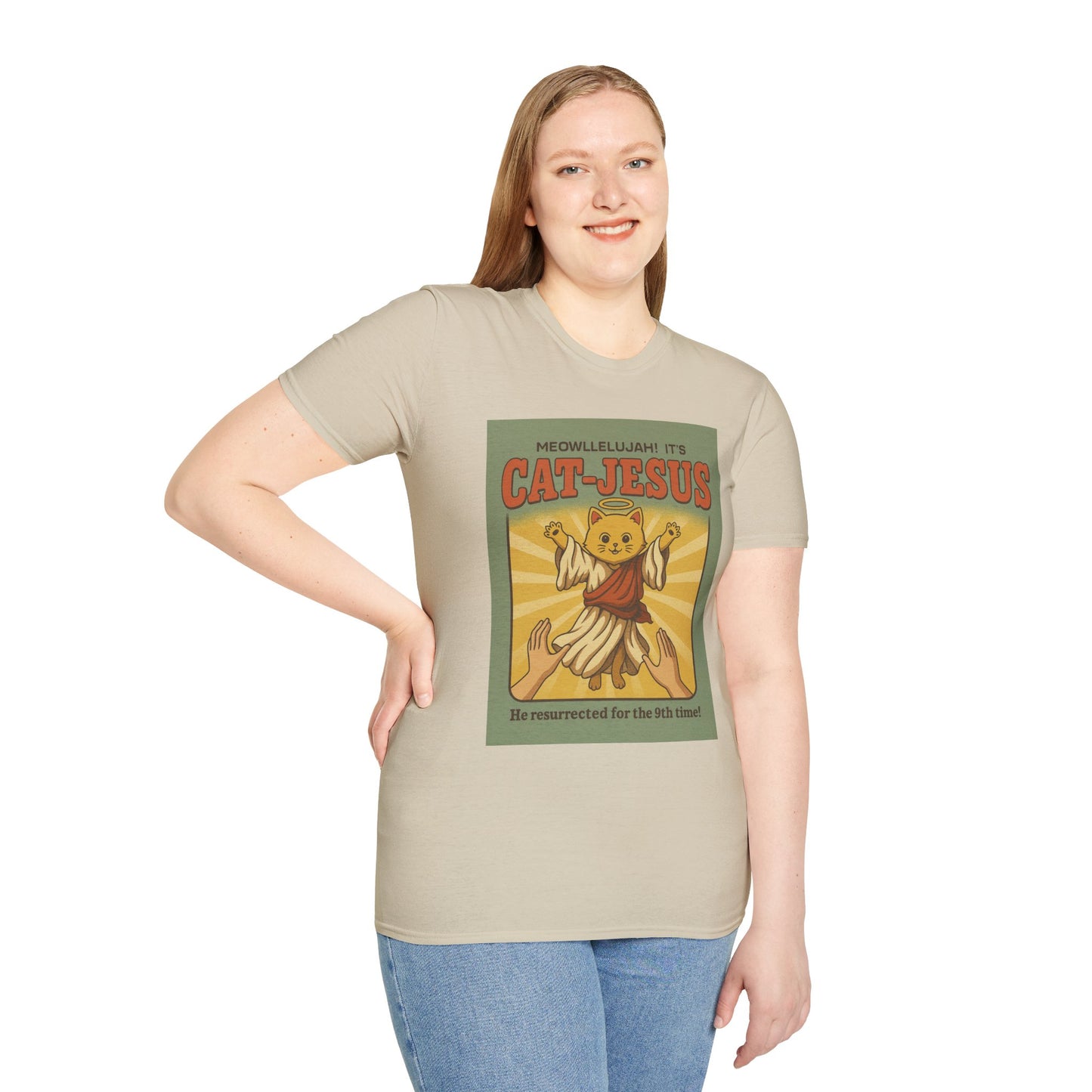 Cat Jesus Funny Resurrected Cat Shirt Meow Hallelujah Tee for Cat Lovers Faith and Felines Fans of Holy Humor and Nine Lives Resurrection Gags
