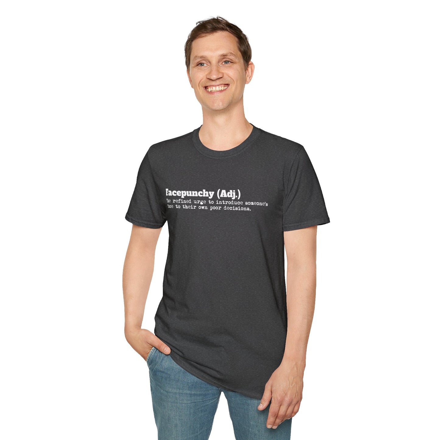 Facepunchy Definition T-Shirt Sarcastic Text Tee Funny Dictionary Shirt for Snarky People Gift for Coworkers with Attitude Passive Aggressive Humor