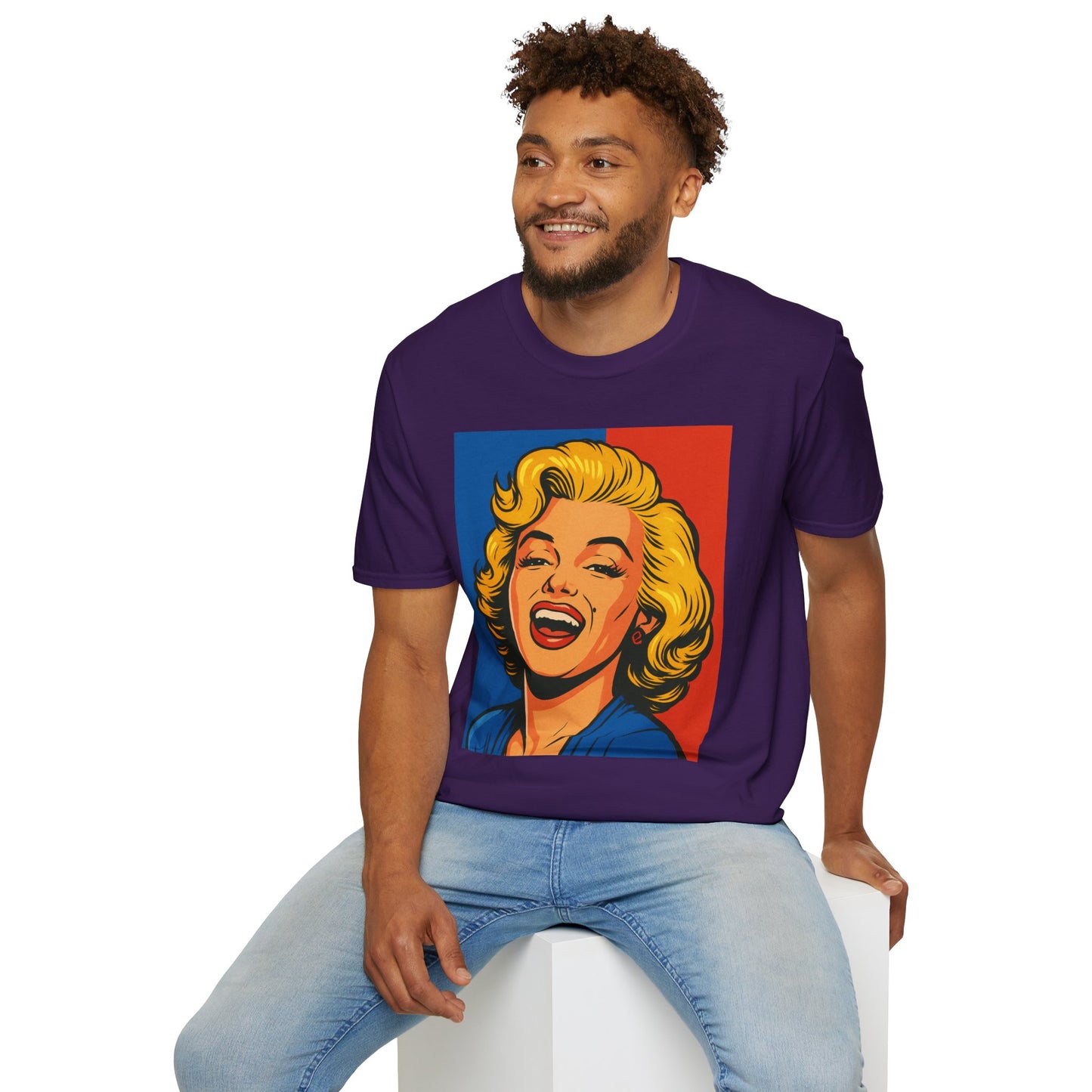 Retro Blonde Bombshell T-Shirt – Pop Art Style Graphic Tee – Gift for Classic Movie Fans, Vintage Aesthetic Lovers, and Bold Fashion Enthusiasts