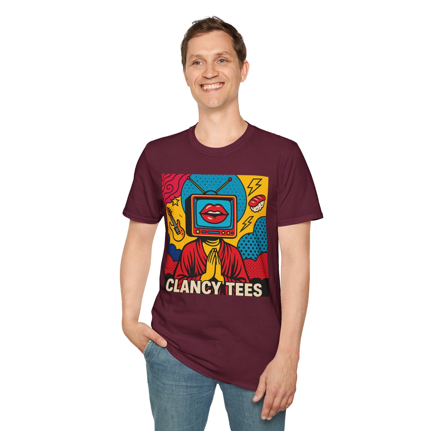Pop Art TV Head T Shirt for Creatives Graphic Tee for Artists Gift for Surreal Art Lovers Unisex Visual Commentary Shirt