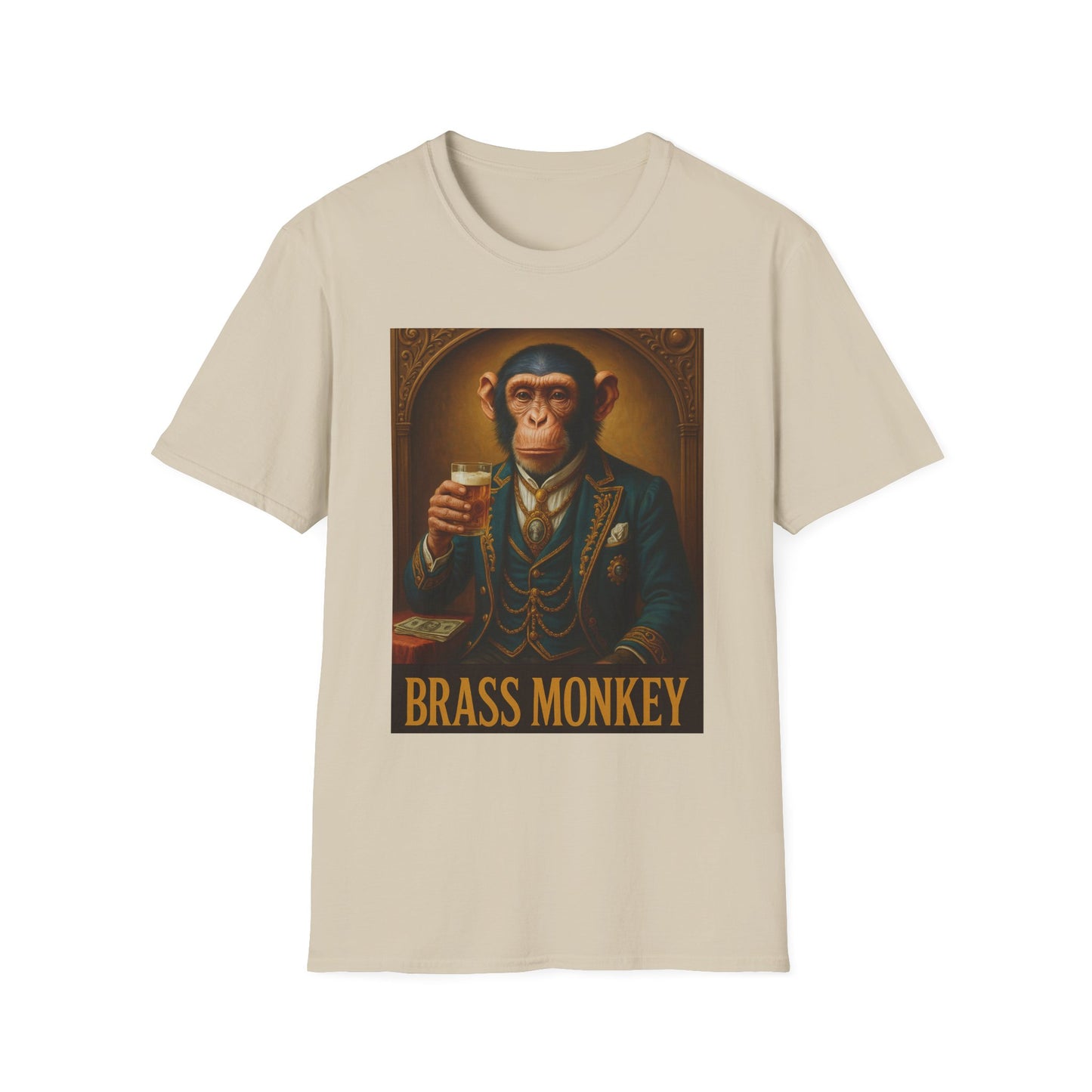 Brass Monkey T-Shirt Funny Retro Monkey Drinking Tee | Gift for Whiskey Lovers | Classy Drunk Humor Shirt | Animal Drinking Party Tee
