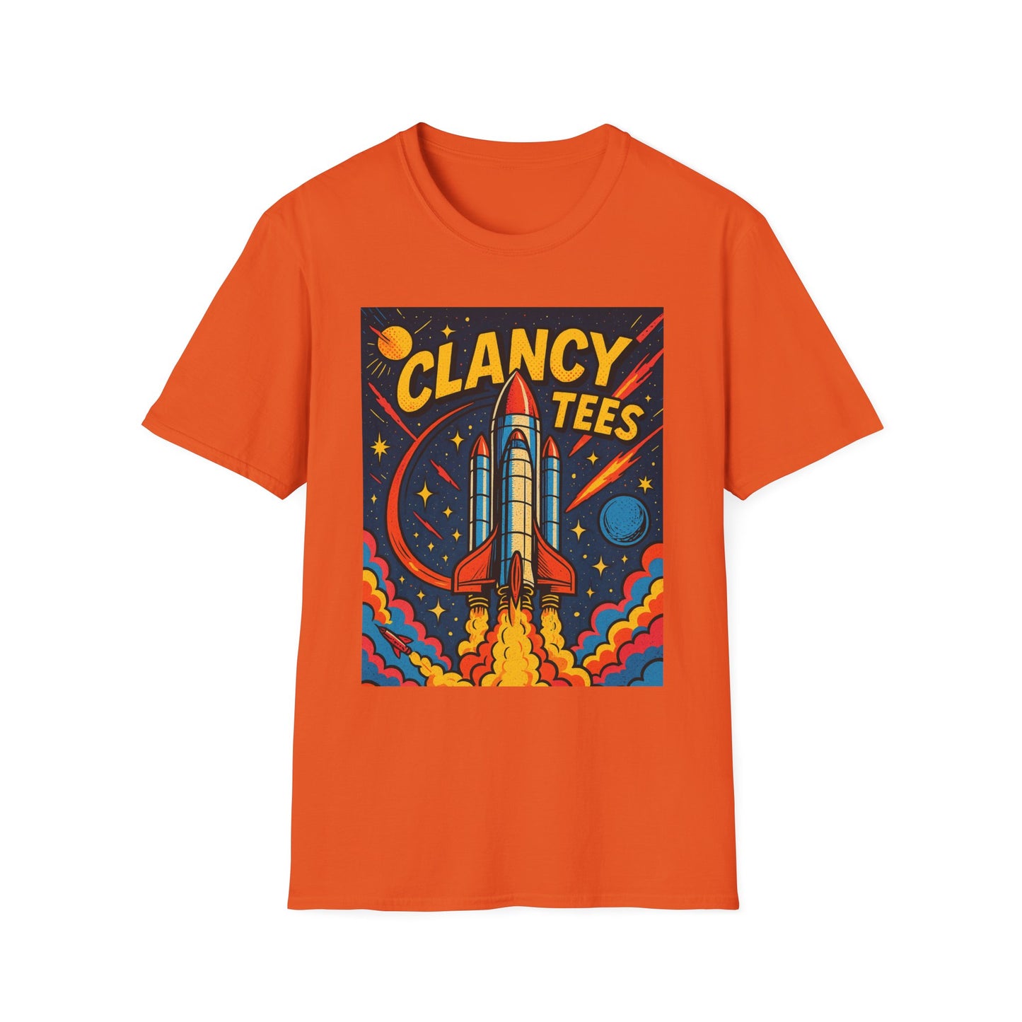 Retro Rocket Ship Shirt Outer Space Graphic Tee | Psychedelic Galaxy Print Top | Gift for Space Nerds and Dreamers | Astronaut Aesthetic Tee