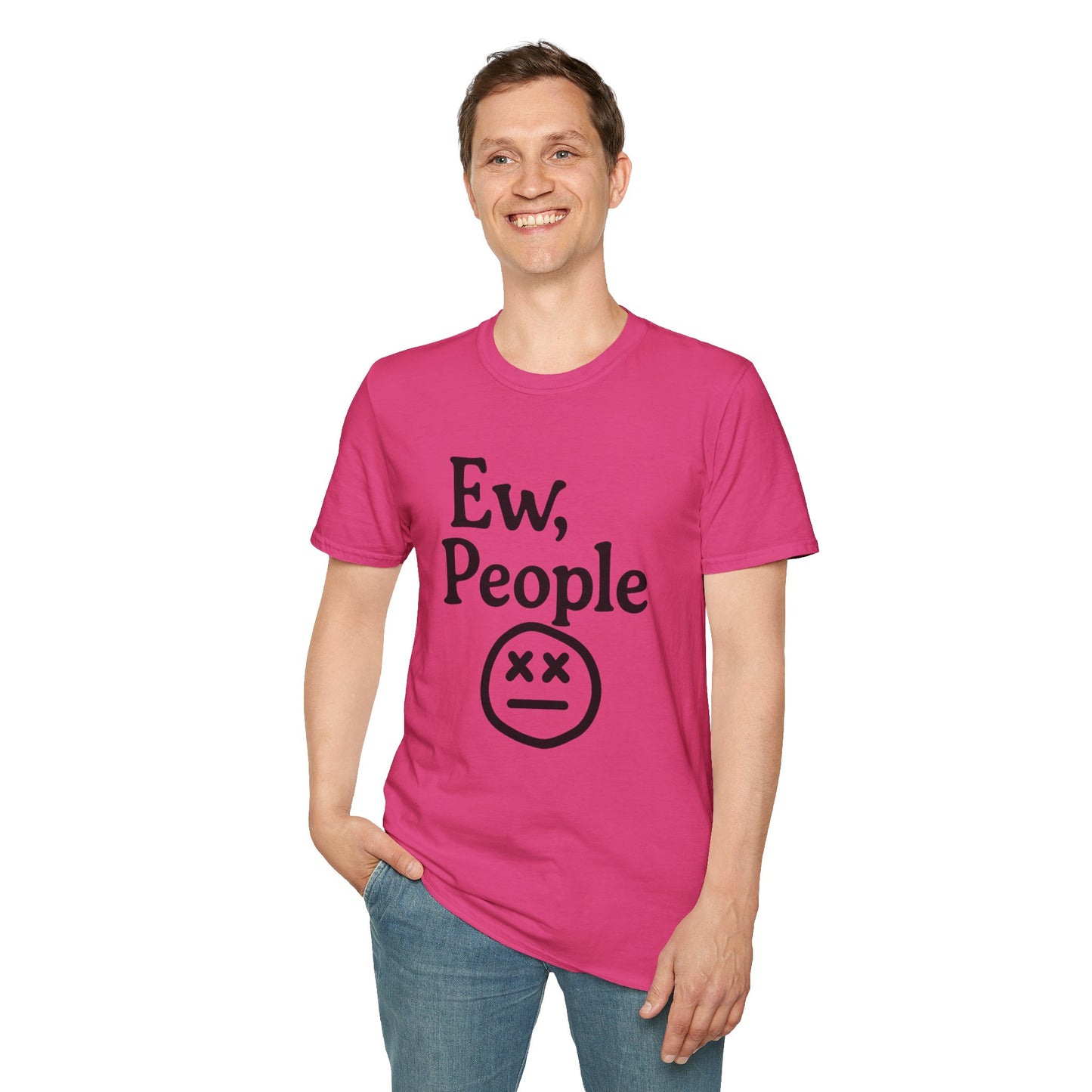 Ew, People Unisex Softstyle T-Shirt | Funny Graphic Tee for Introverts, Gift for Friends, Casual Wear, Comfortable Everyday Shirt