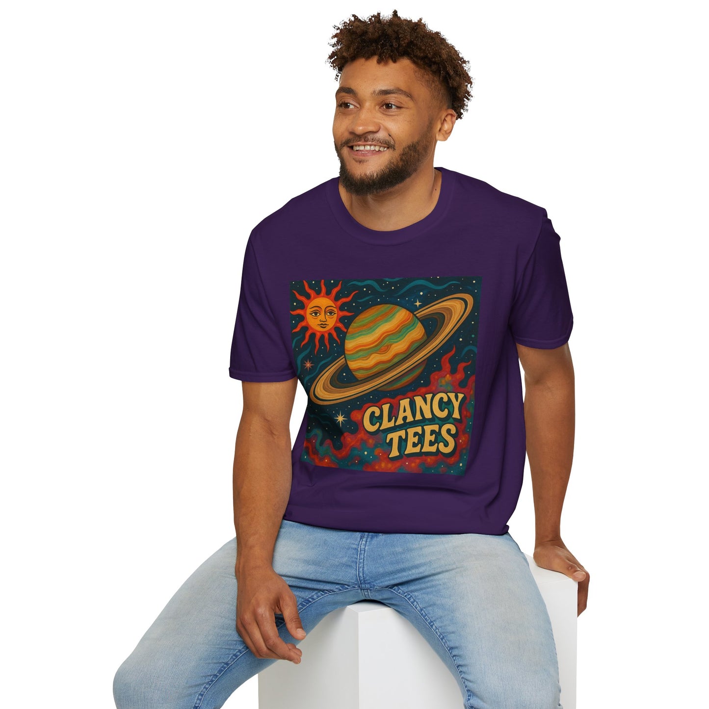 Saturn Sun Shirt – Retro Psychedelic Planet Graphic Tee with Groovy Outer Space Art – Gift for Astronomers, Daydreamers, and Cosmic Wanderers