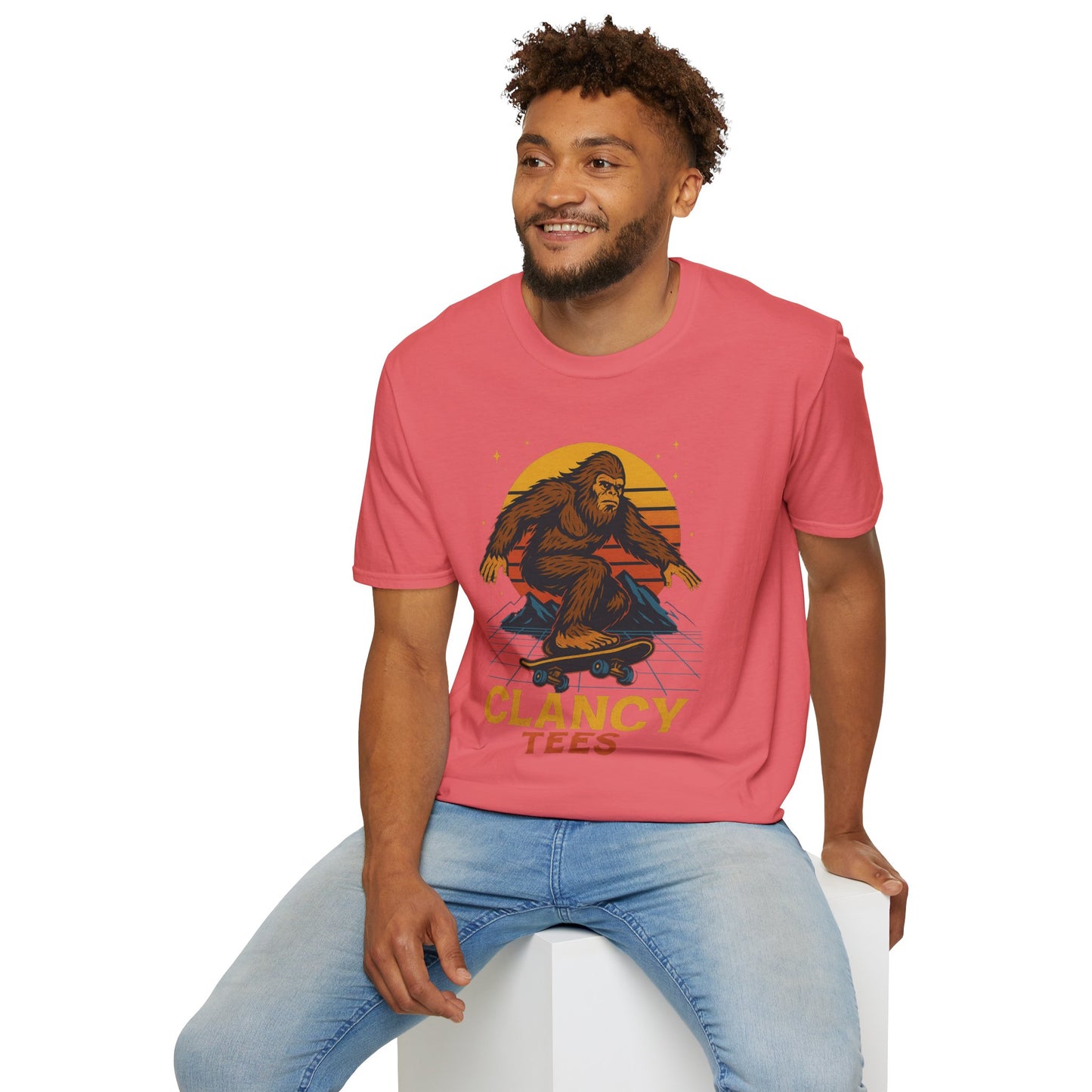 Bigfoot Skateboard Unisex T-Shirt, Retro Graphic Tee, Funny Gift for Skaters, Adventure Lovers, Summer Apparel, Men's and Women's Fashion