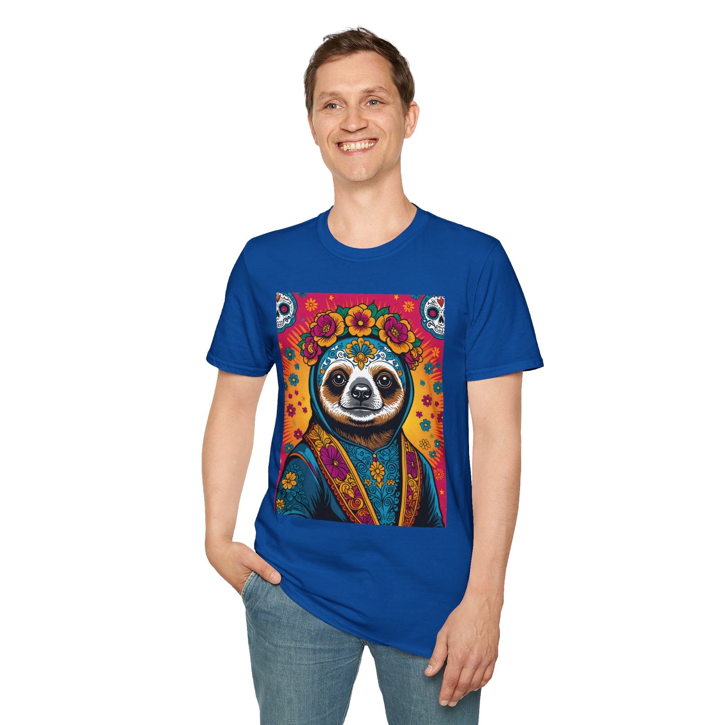 Boho Sloth T Shirt Trippy Animal Graphic Tee Colorful Festival Top Gift for Sloth Lovers