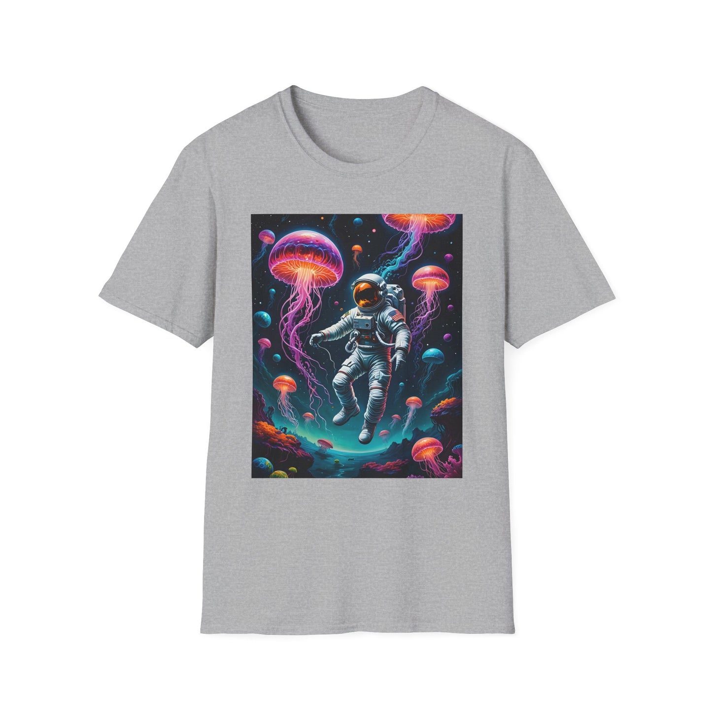 Cosmic Jellyfish T-Shirt, Astronaut Tee, Space Lover's Apparel, Unique Gift, Unisex Softstyle Shirt