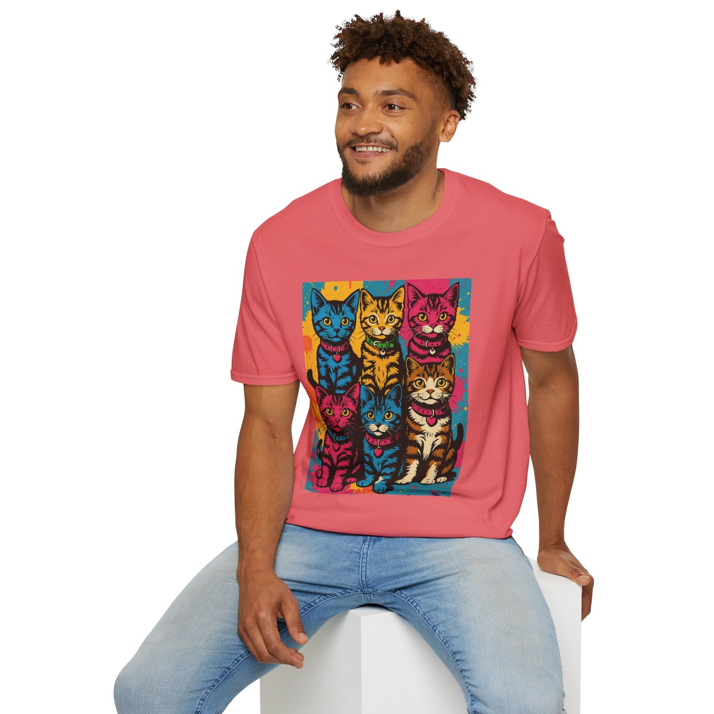 Rainbow Cats Art Shirt – Colorful Cat Lover Tee for Feline Fans – Funny Gift for Cat Moms, Pet Parents, Weird Cat People & Whimsical Animal Aesthetic