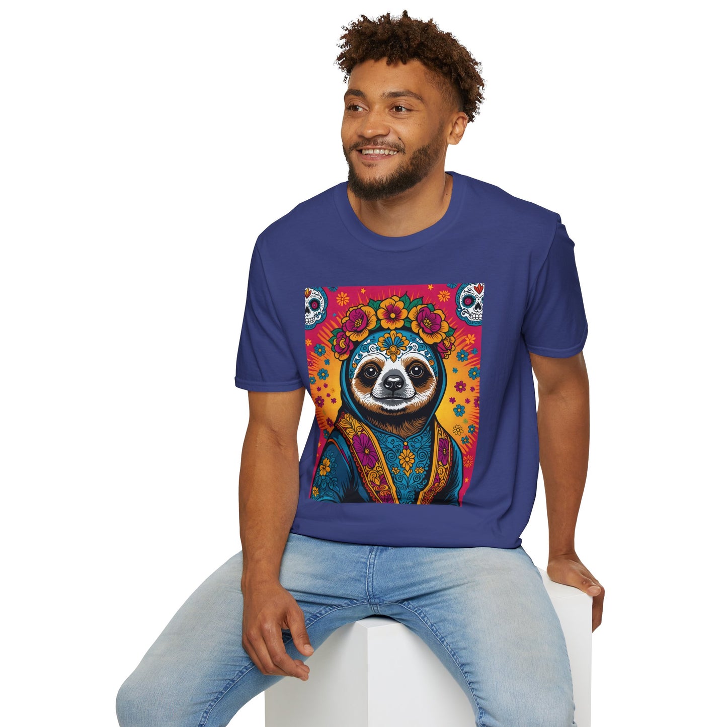 Boho Sloth T Shirt Trippy Animal Graphic Tee Colorful Festival Top Gift for Sloth Lovers