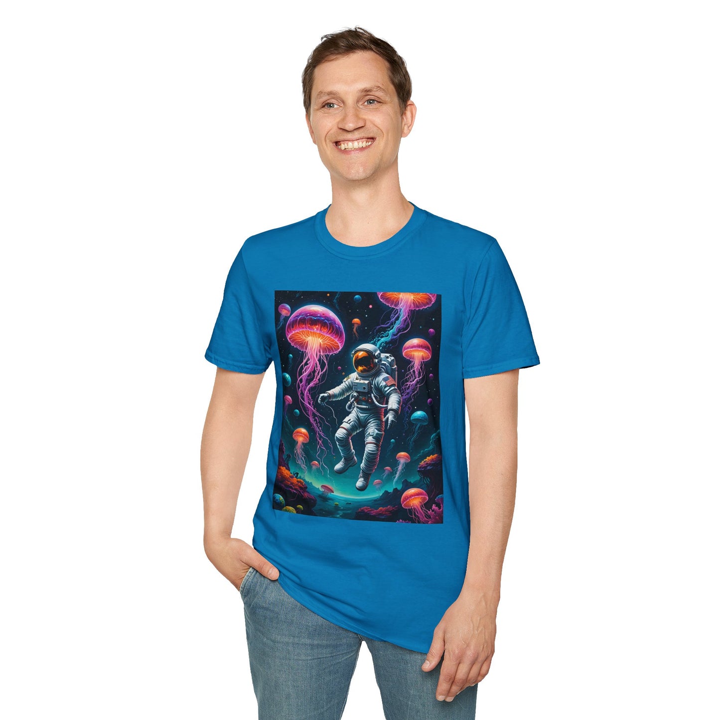 Cosmic Jellyfish T-Shirt, Astronaut Tee, Space Lover's Apparel, Unique Gift, Unisex Softstyle Shirt