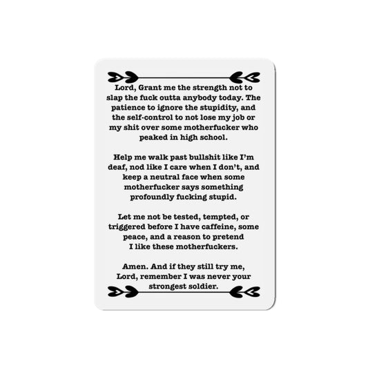 ClancyTees Serenity Prayer Die Cut Magnet Funny Profane Fridge Magnet Office Humor Gift