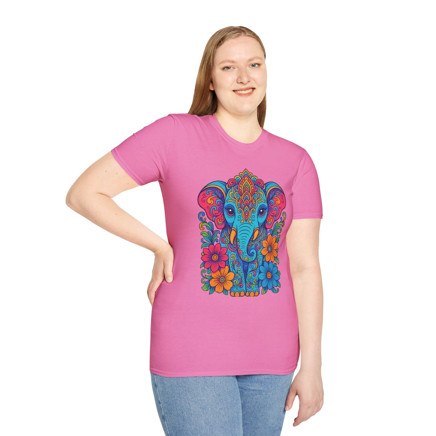 Colorful Elephant Shirt Trippy Boho Floral Art Tee Gift for Yoga Lovers Psychedelic Animal Fans and Free Spirits Who Rock Vibrant Festival Style
