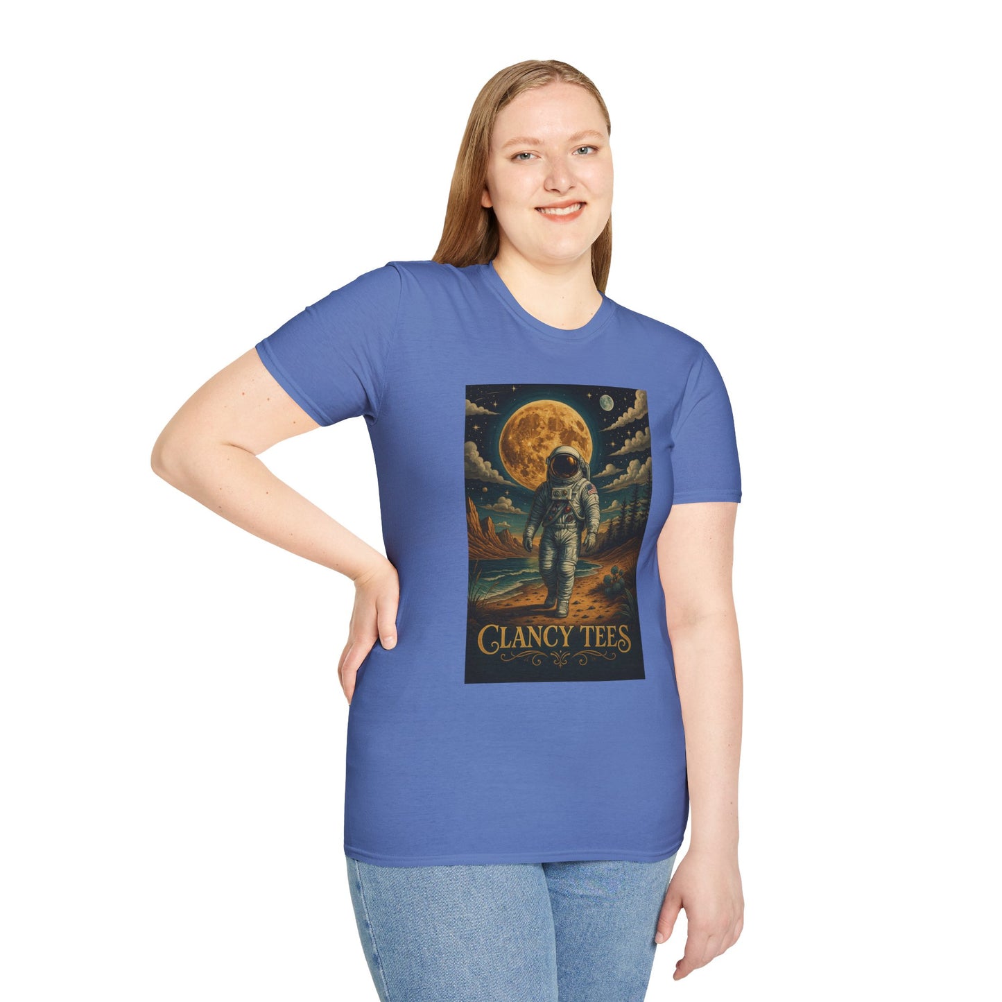Astronaut Adventure Unisex Softstyle T-Shirt | Cosmic Space Shirt, Graphic Tee for Space Lovers, Gift for Nerds, Casual Wear