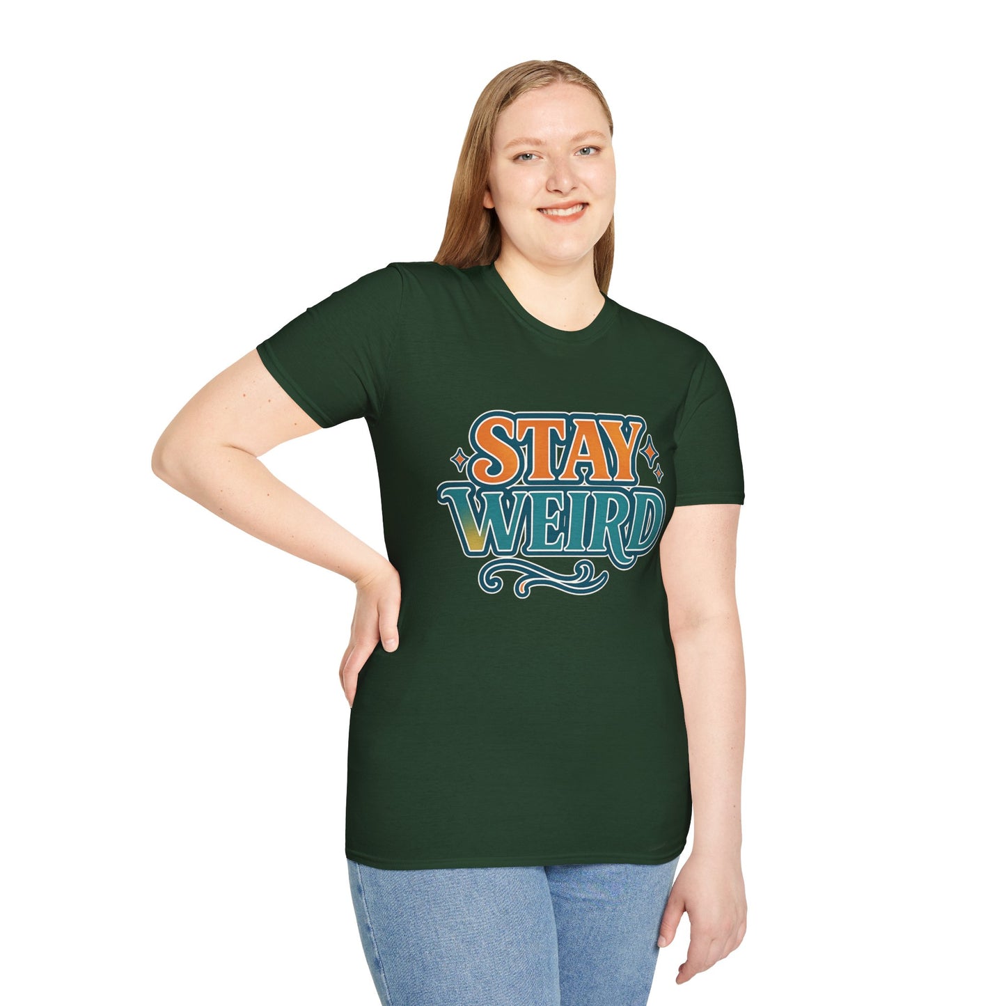 Stay Weird Unisex Softstyle T-Shirt - Fun Graphic Tee, Quirky Apparel, Gift for Friends, Casual Wear, Unique Style