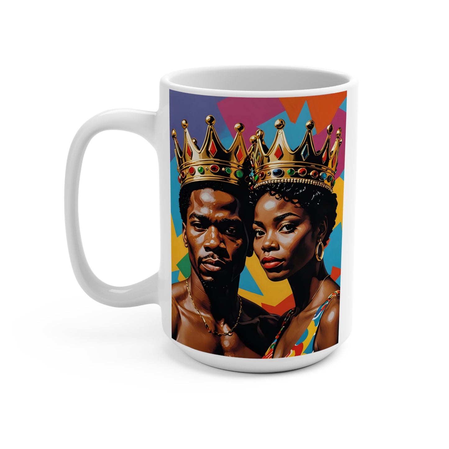 Black King And Queen Coffee Mug Royalty Crown Art Cup Gift For Couples