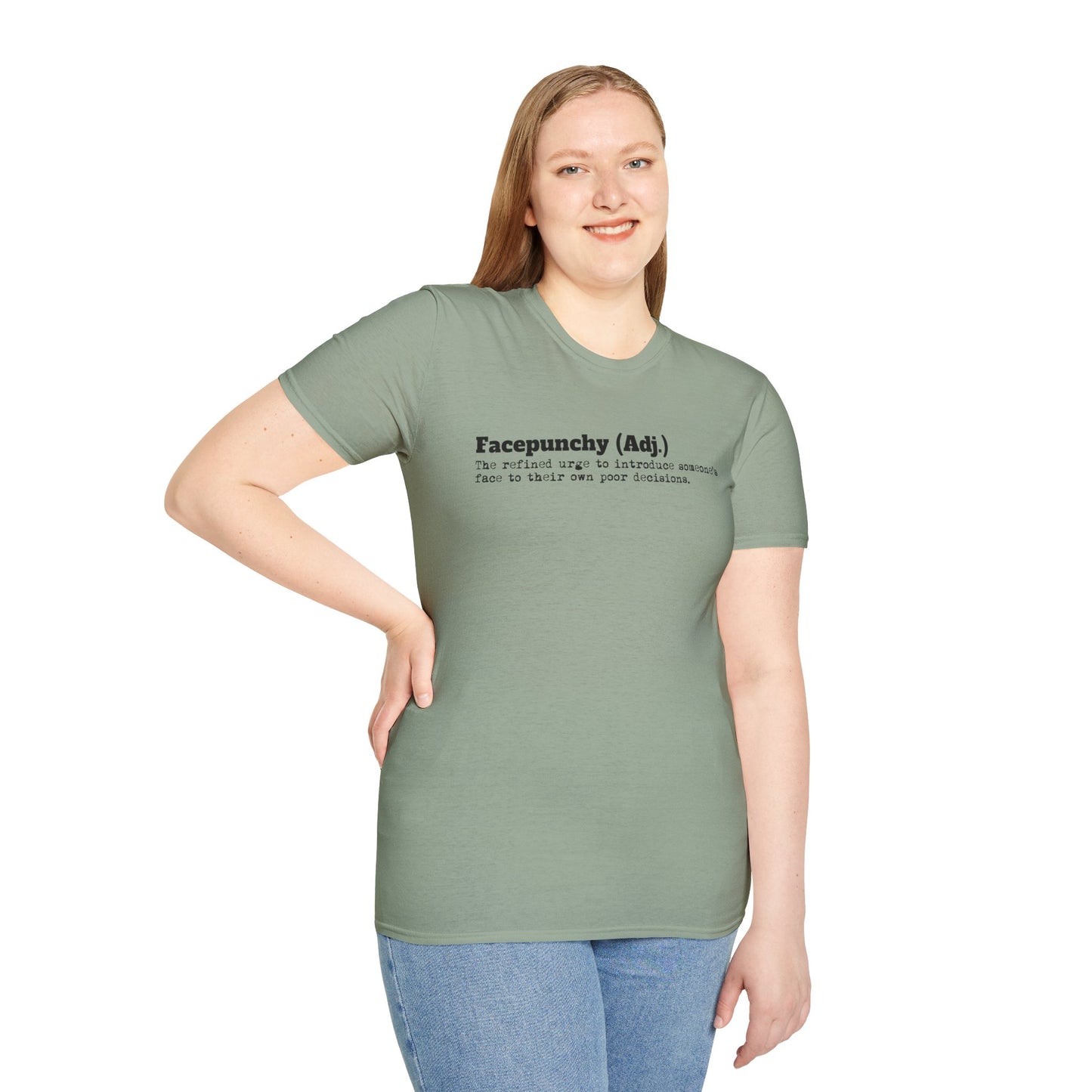 Facepunchy Definition T-Shirt Sarcastic Text Tee Funny Dictionary Shirt for Snarky People Gift for Coworkers with Attitude Passive Aggressive Humor