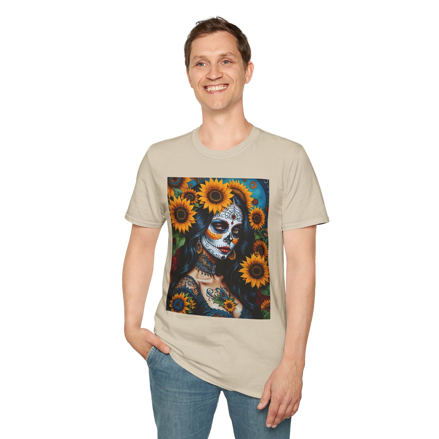 Day of the Dead Floral T-Shirt, Sugar Skull Tee, Unisex Halloween Shirt, Floral Art T-Shirt, Casual Everyday Wear